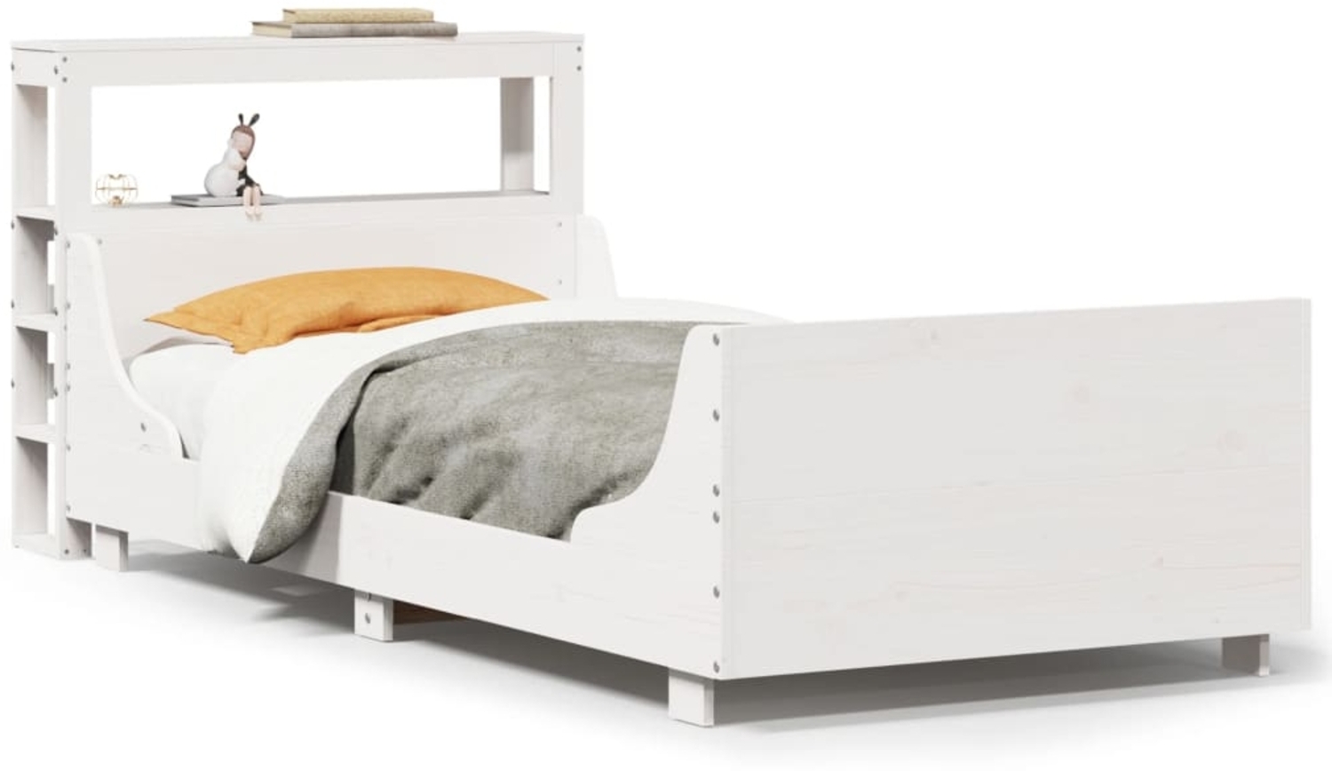 vidaXL Massivholzbett ohne Matratze Weiß 75x190 cm Kiefernholz 3306484 Bild 1