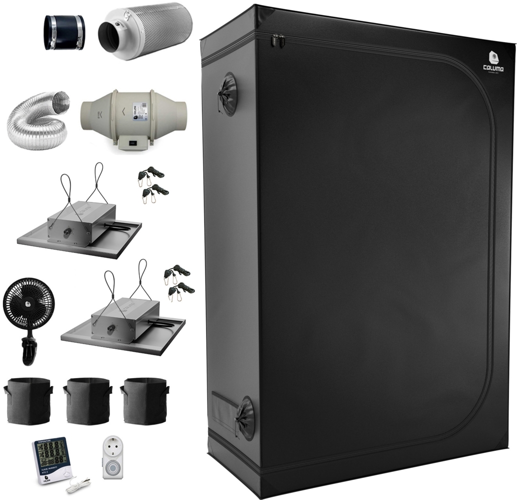 Growbox Komplett Set Classic L 150 - für 3 Pflanzen, 60x120x180cm, 150W LED (2x 75W) Bild 1