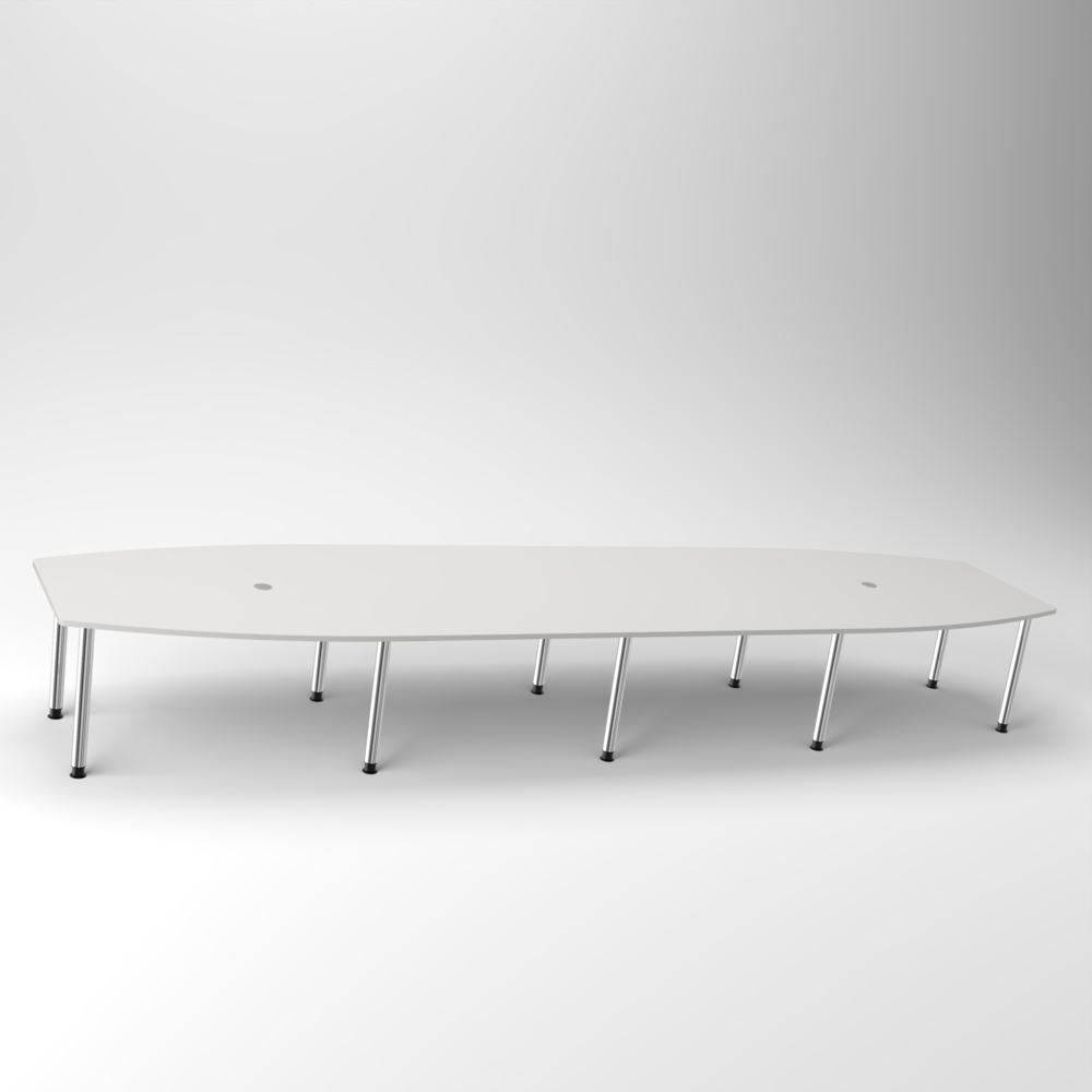 Rheinland Möbel Konferenztisch KONTI 520x130 cm – ovaler Besprechungstisch in Nussbaum mit verchromten Rundrohrfüßen & 2 Kabelauslässen, erweiterbarer Meetingtisch für 16–18 Personen, moderner XXL-Tisch fürs Büro Bild 1