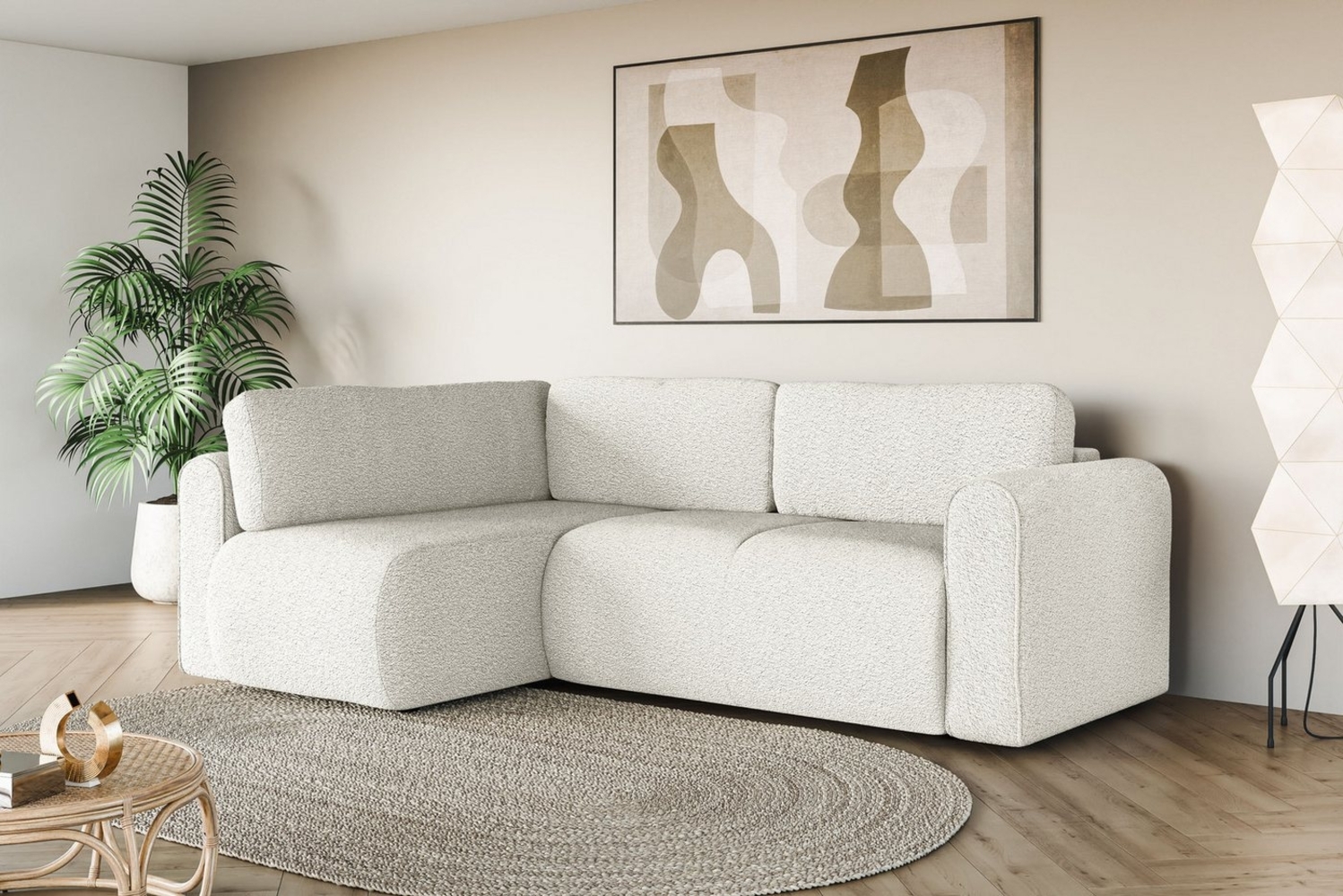 INOSIGN Ecksofa Ecksofa Zacharia wahlweise mit Bettfunktion, BxTxH 250x166x86 cm, L-Form mit Wellenunterfederung, Recamiere beidseitig montierbar Bild 1