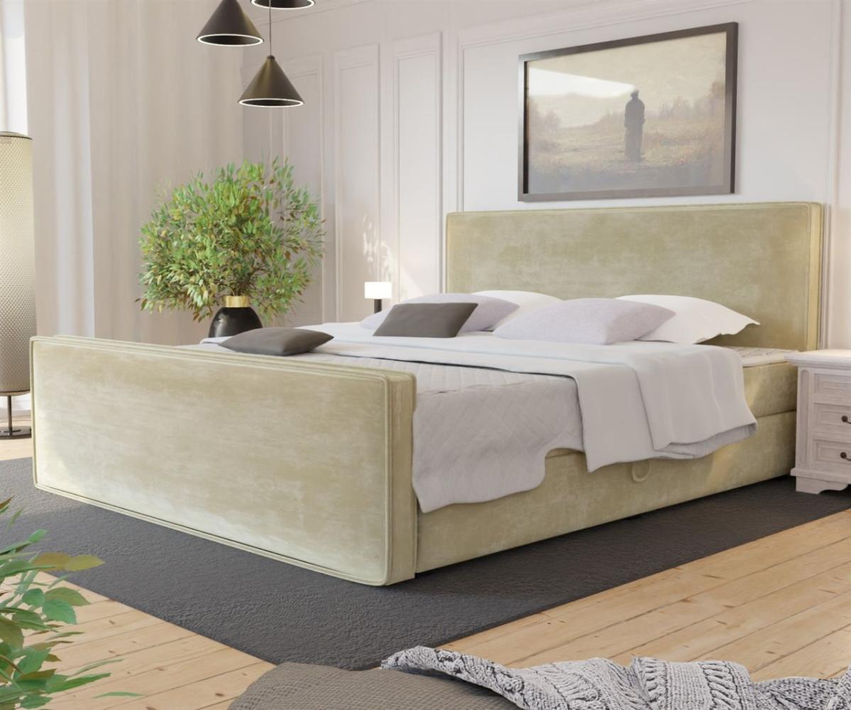 Boxspringbett Schlafzimmerbett CELES 140x200cm Stoff Monolith Creme Bild 1