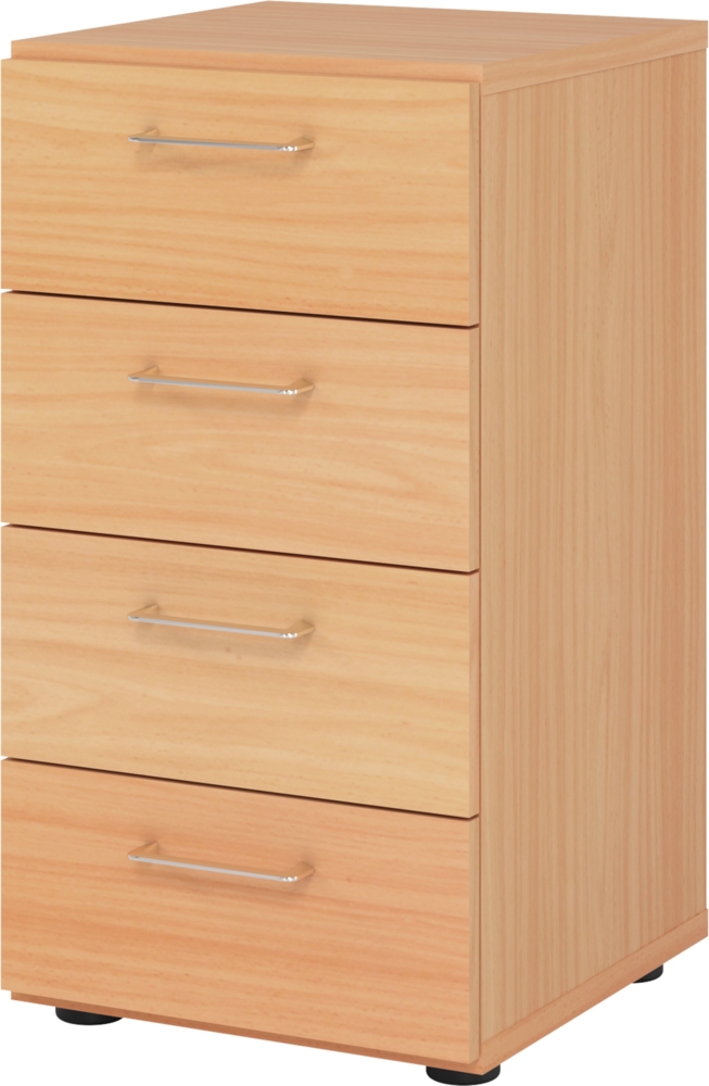 bümö smart Schubladenschrank, Büroschrank in Buche mit 4 Schüben - Bürocontainer aus Holz, Container mit Metallgriffen & Soft-Stop Schubladen, 924S4-6-6-BS Bild 1