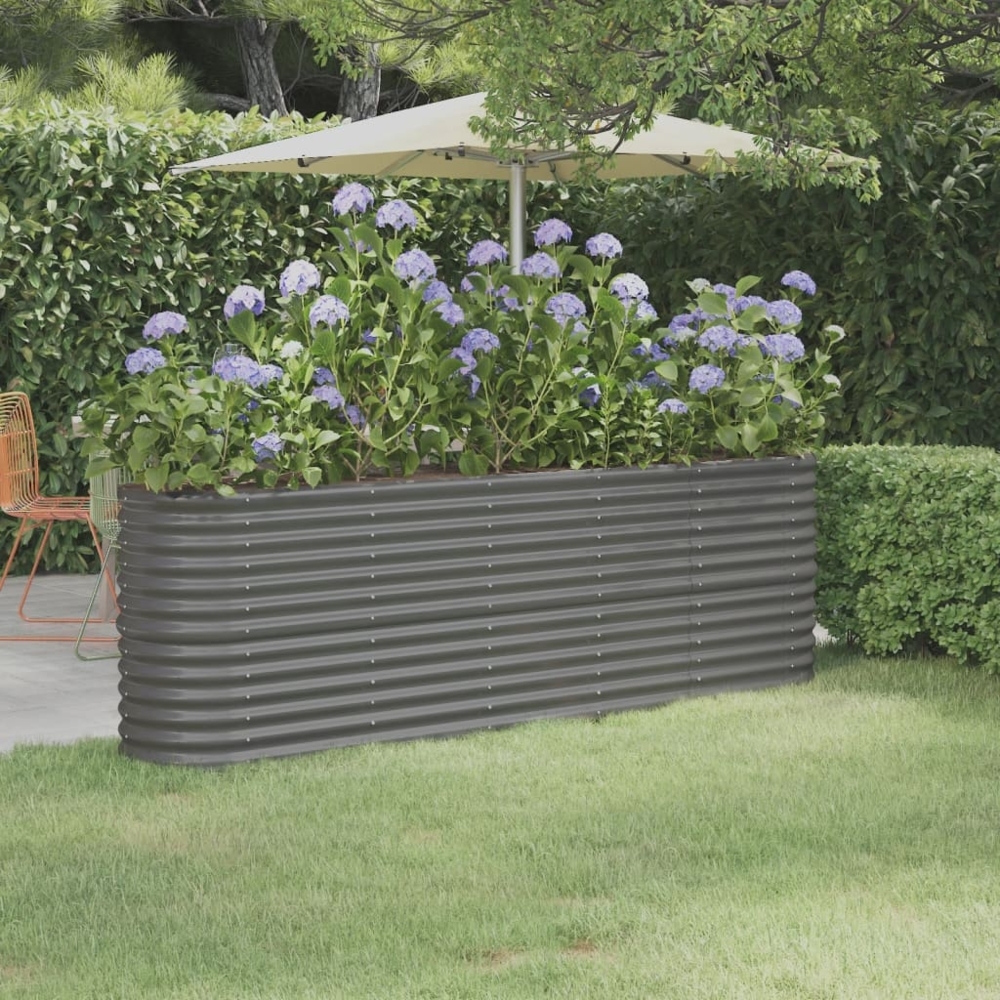vidaXL Hochbeet Pulverbeschichteter Stahl 224x40x68 cm Grau 318899 Bild 1
