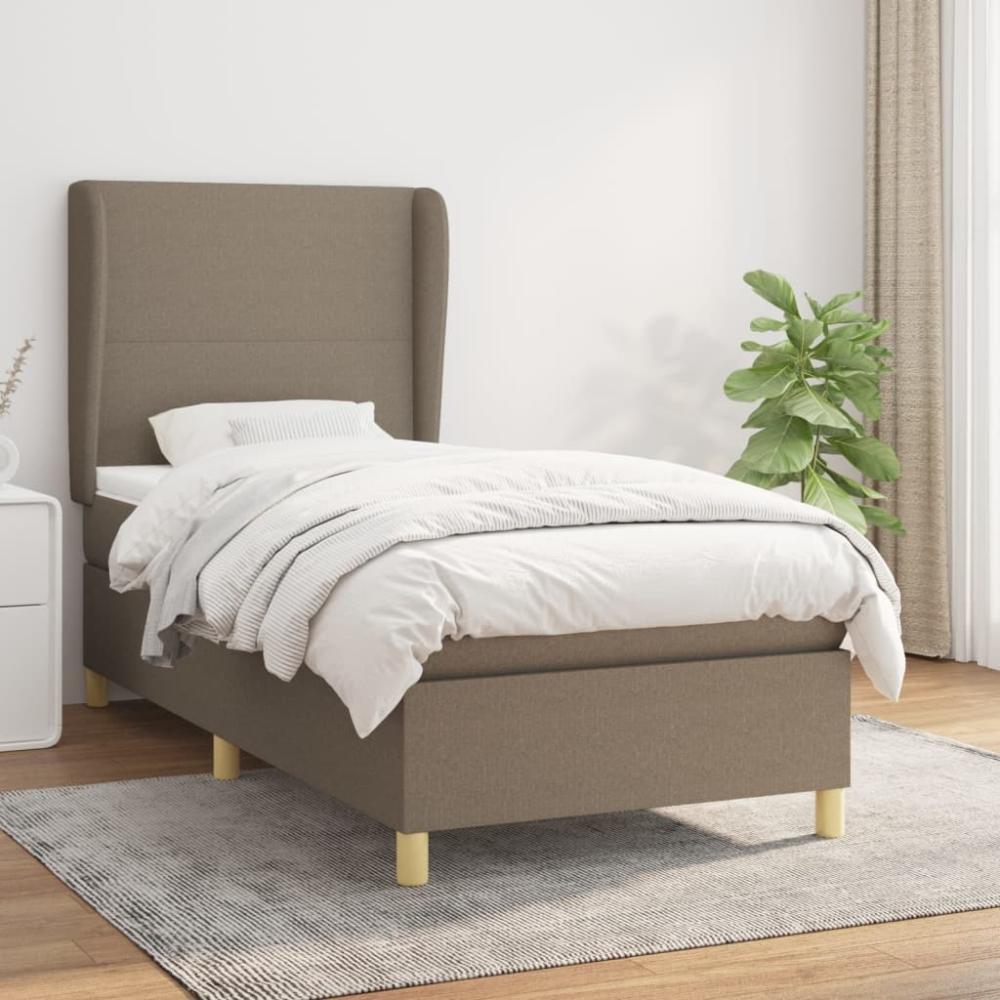 vidaXL Boxspringbett mit Matratze Taupe 90x190 cm Stoff 3128329 Bild 1