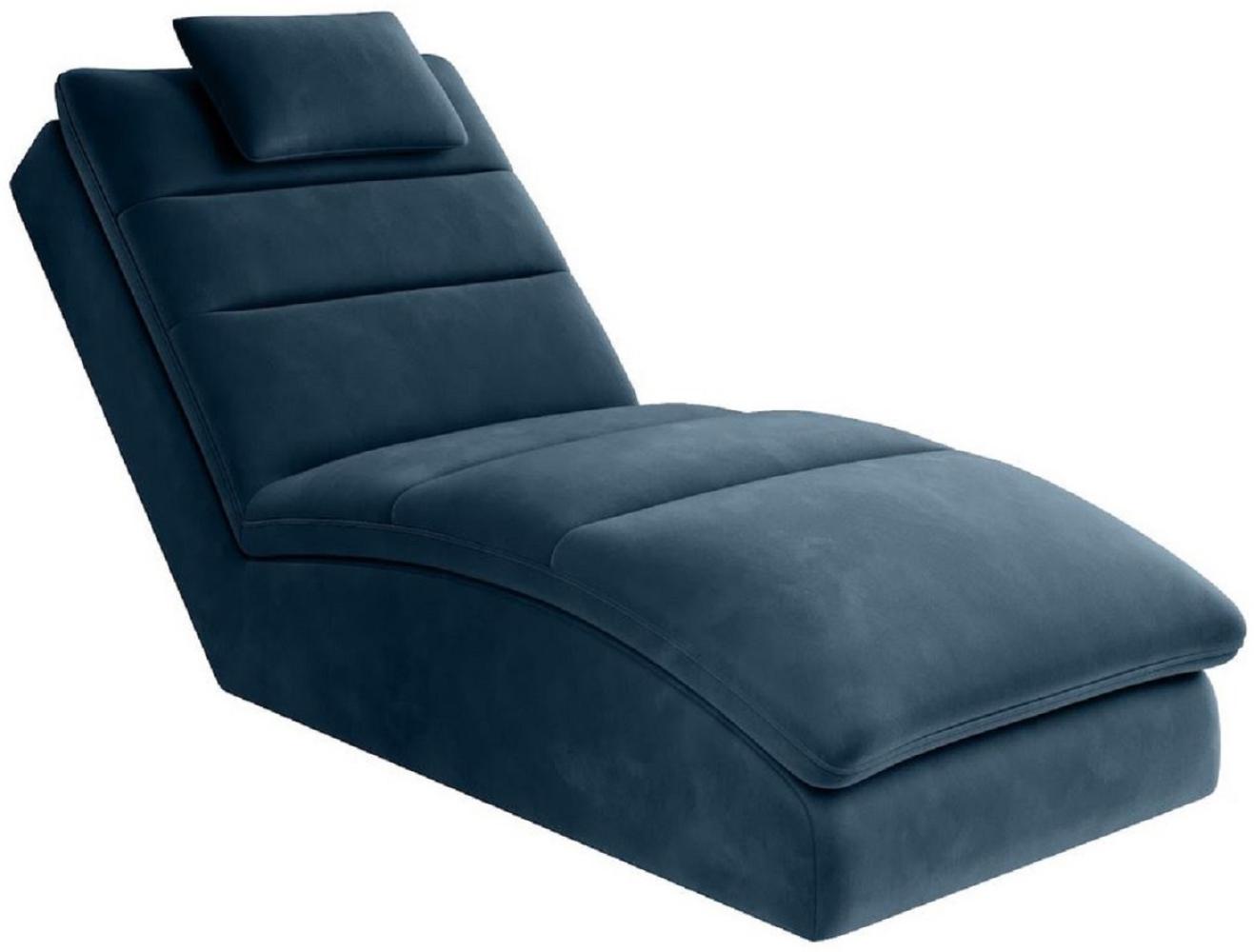 Casa Padrino Luxus Chaiselongue mit Kopfkissen Blau 85 x 170 x H. 92 cm - Wohnzimmer Liegesessel - Relexliege - Recamiere - Wohnzimmer Möbel - Luxus Möbel Bild 1