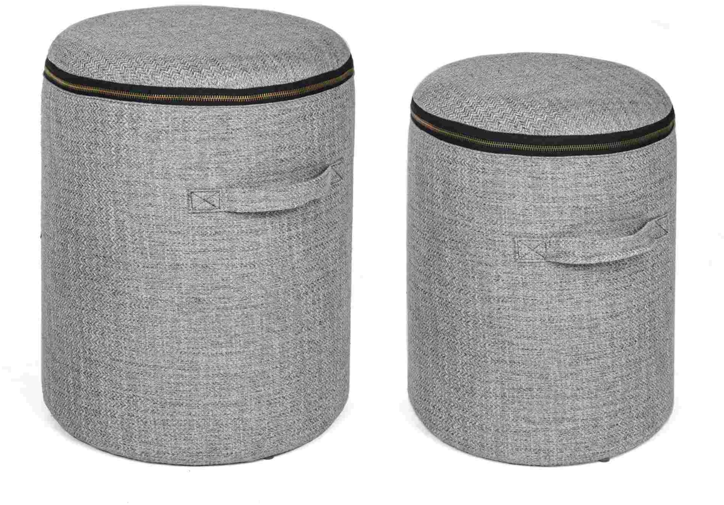 Pouf Radmila 2er-Set mit Stoff-Bezug, Grau, 31x31x38 / 35x35x44 cm Bild 1