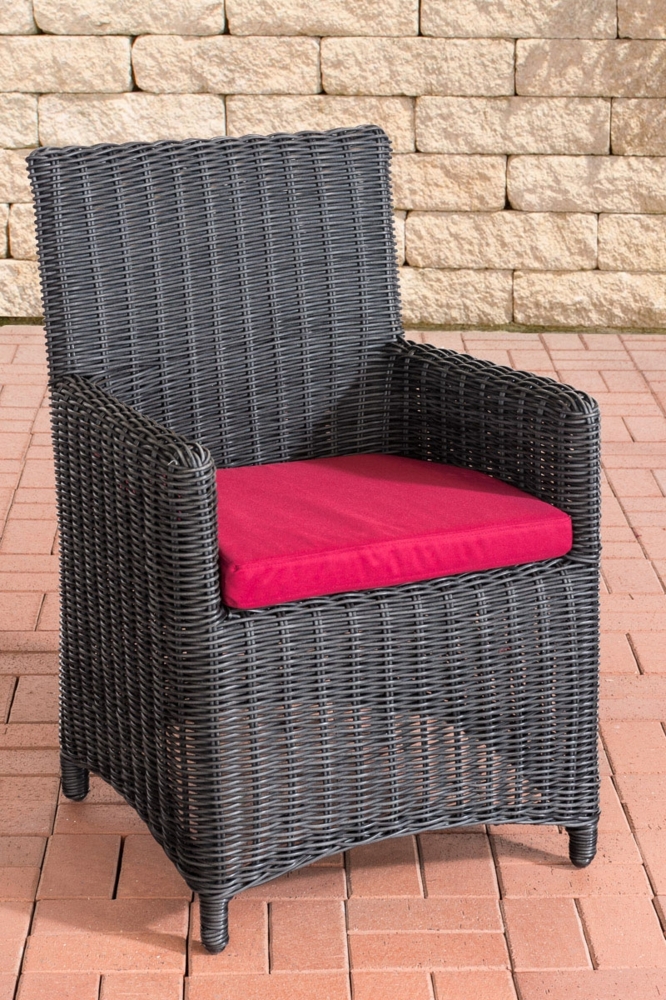 CLP Polyrattan Gartenstuhl Fontana 5mm,schwarz rubinrot Bild 1