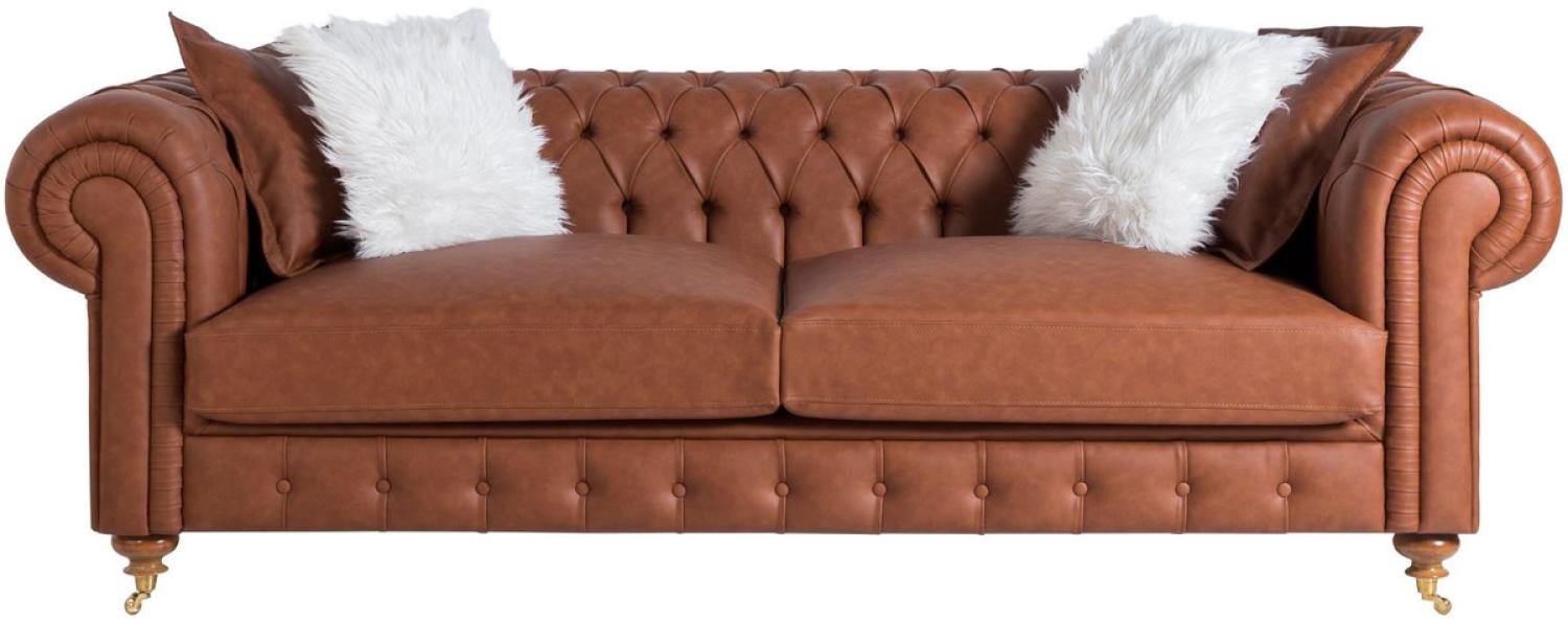 Casa Padrino Luxus Chesterfield Sofa Braun 240x100 x H. 78 cm Bild 1