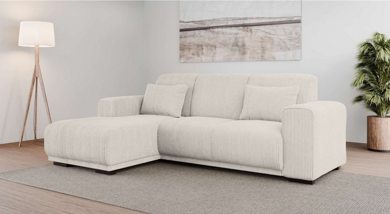 Home affaire Ecksofa BORNHOLM L-Form mit Recamiere, Maße B/T/H: 234/162/85 cm, Recamiere links oder rechts bestellbar, Wellenfederung, inkl. 2 Kissen Bild 1