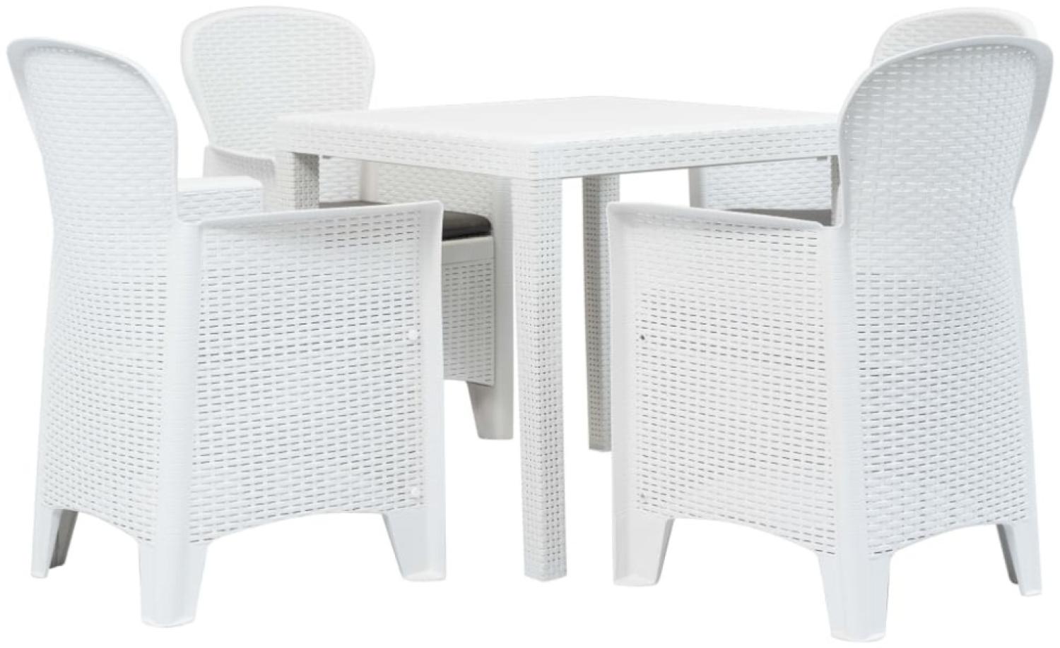 vidaXL 5-tlg. Garten-Essgruppe Kunststoff Weiß Rattan-Optik 276108 Bild 1