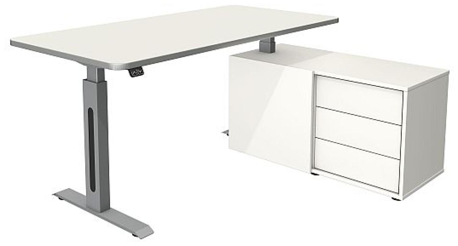 Kerkmann Move 1 Schreibtisch Steh und Sitztisch style mit Sideboard weiß Bild 1