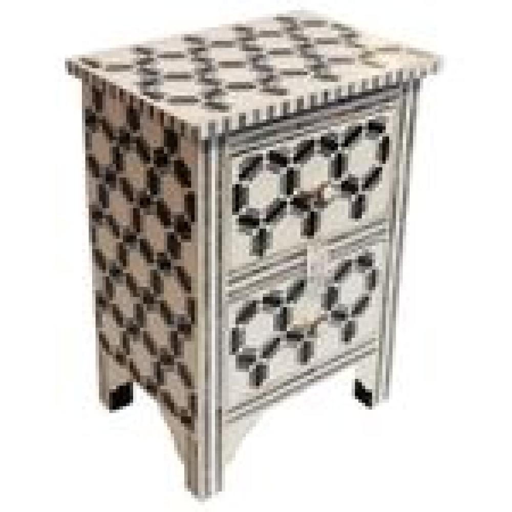 Orientalische Kommode Rama mit Bone Inlays, Mangoholz und Bone Inlay, 40 x 30 x 60 cm Bild 1