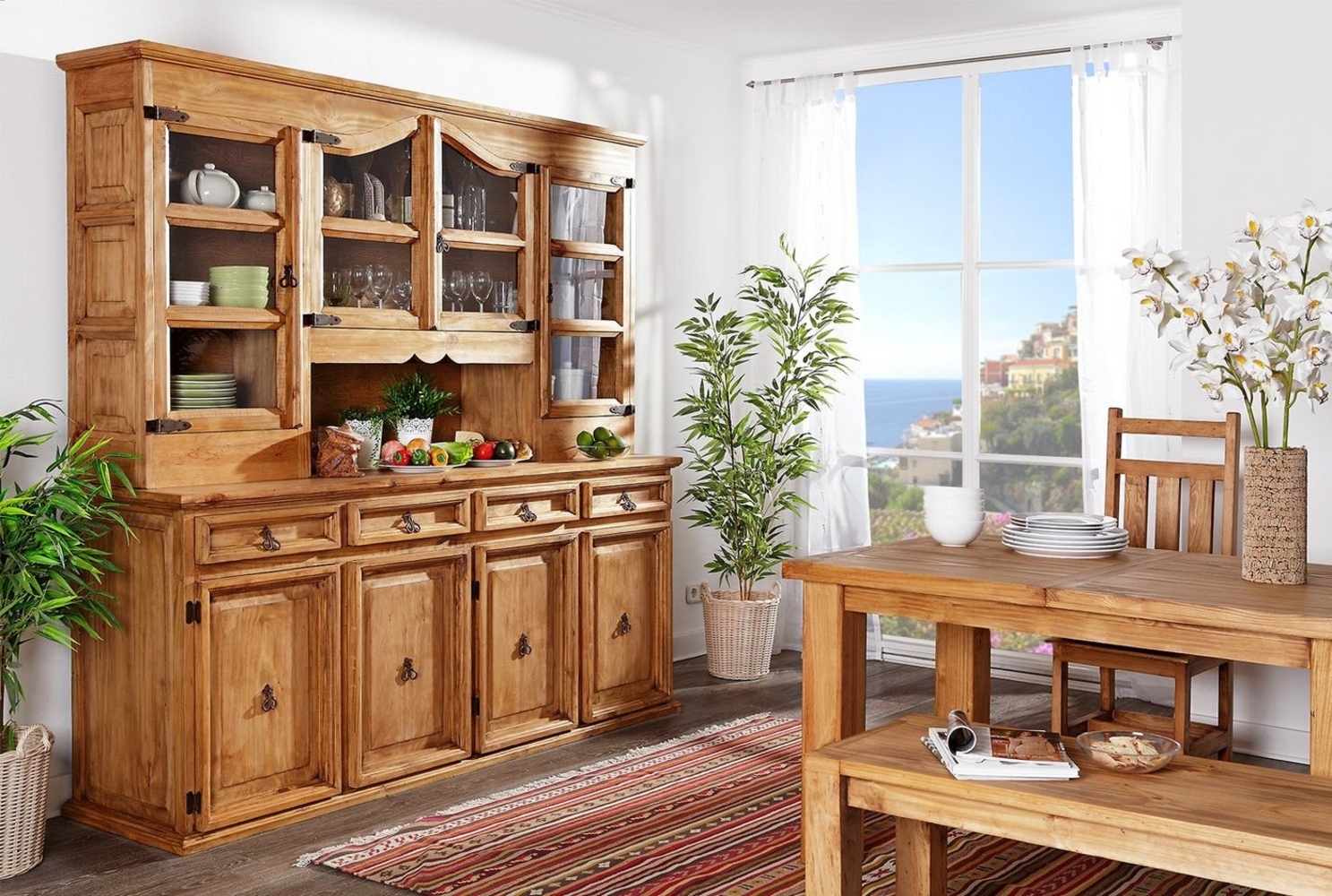 1a Direktimport Küchenbuffet Mexico Möbel Büffet Buffetschrank - Pinie Massivholz - Landhausstil Bild 1