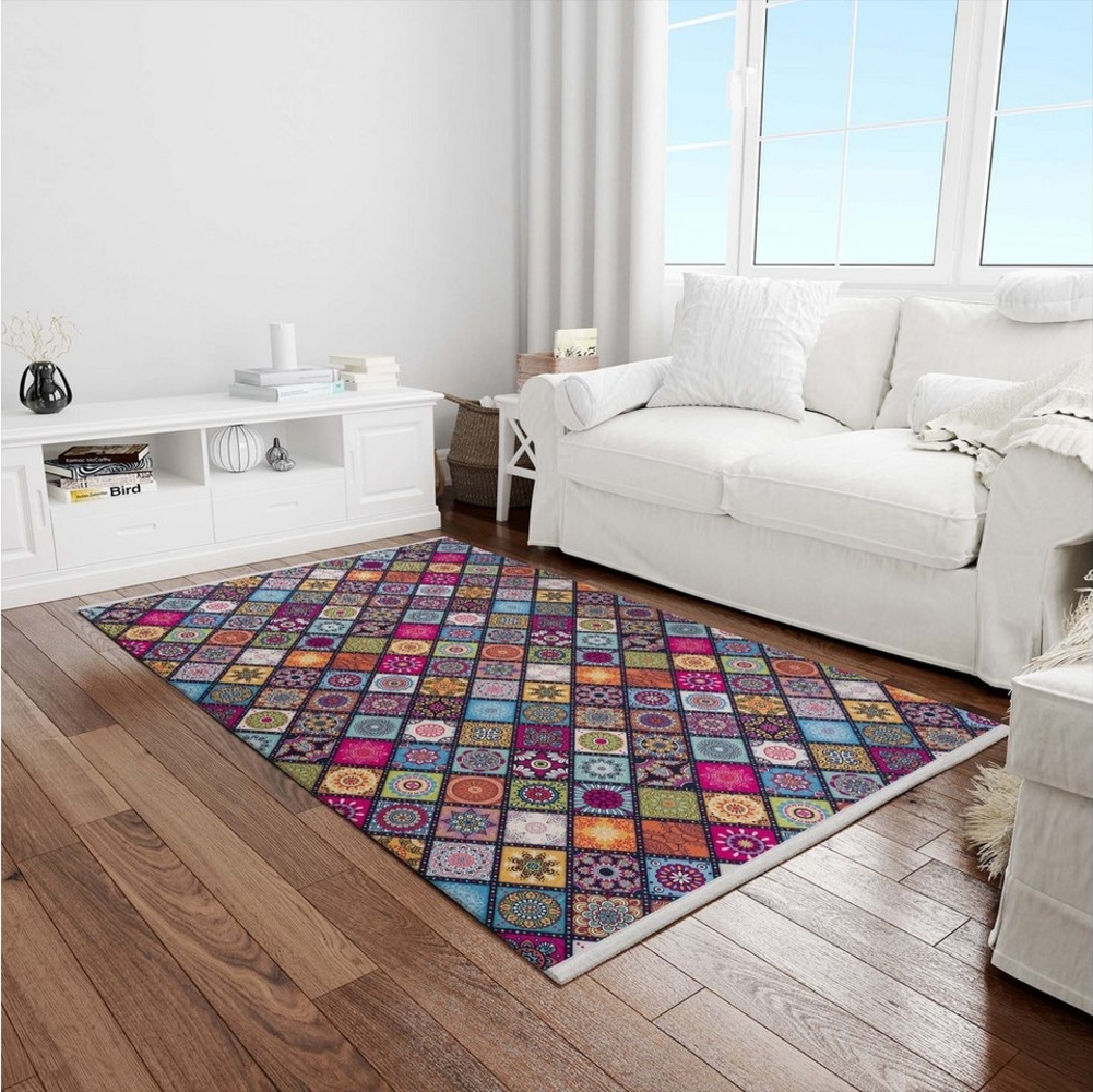 Jungengel Teppich Boho Teppich Bunt – Rutschfest, Waschbar, Orientalisch, Pflegeleicht, waschbar und für Fußbodenheizung geeignet Bild 1