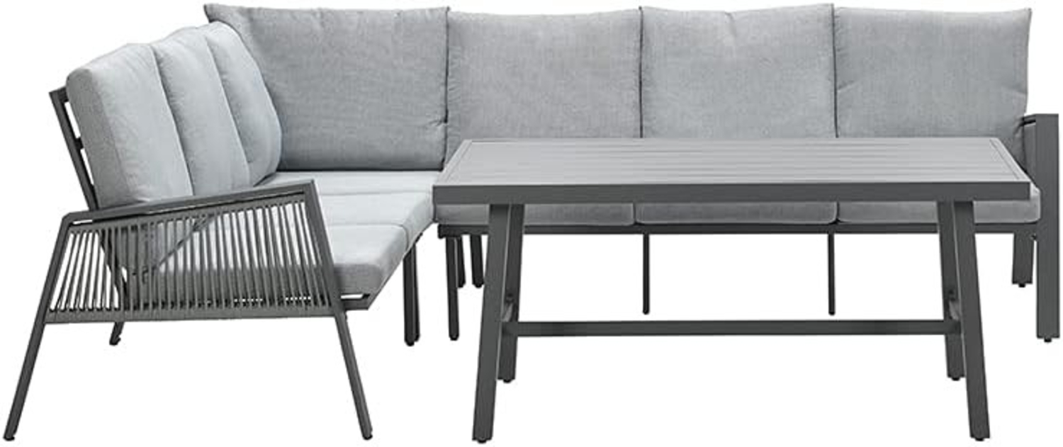 ANDREA Rope Ecklounge Gartenmöbel Gruppe links grau Ecke&Tisch Bild 1