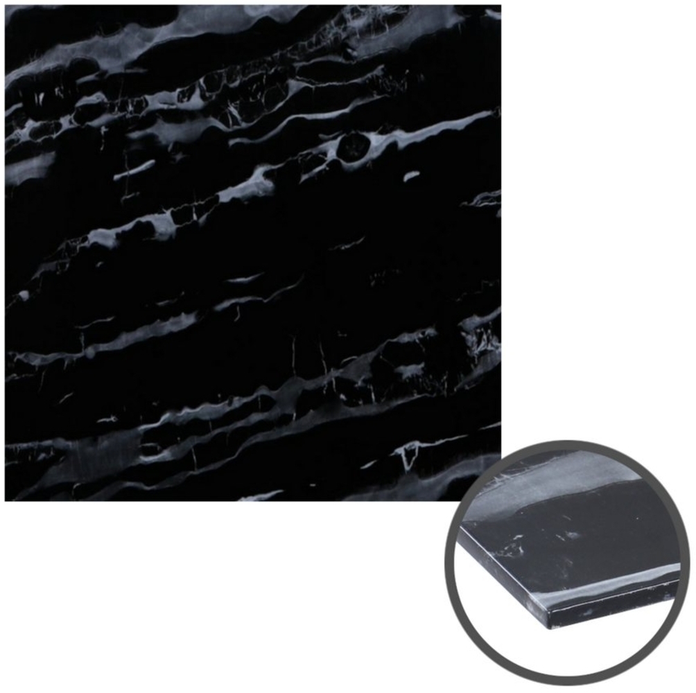 HOOZ Tischplatte aus Glas 80 x 80 x 0,6 cm (Marmorschwarz, 1 St, ESG-Sicherheitsglas), mit hochwertigem Facettenschliff Bild 1