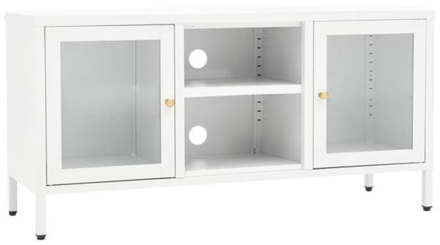 vidaXL TV-Schrank Weiß 105x35x52 cm Stahl und Glas 336059 Bild 1