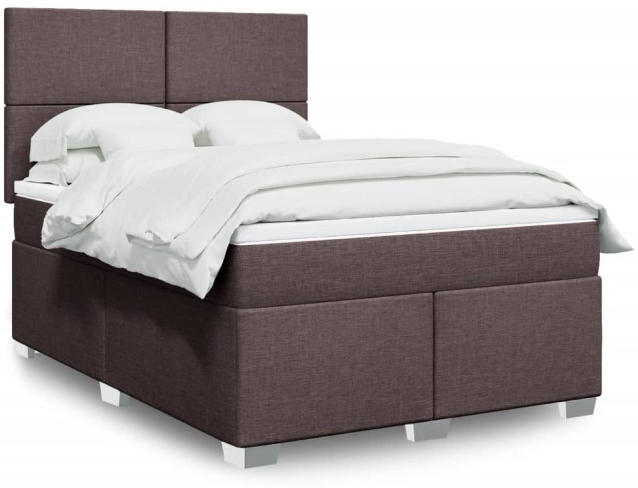 vidaXL Boxspringbett mit Matratze Dunkelbraun 140x190 cm Stoff 3292779 Bild 1