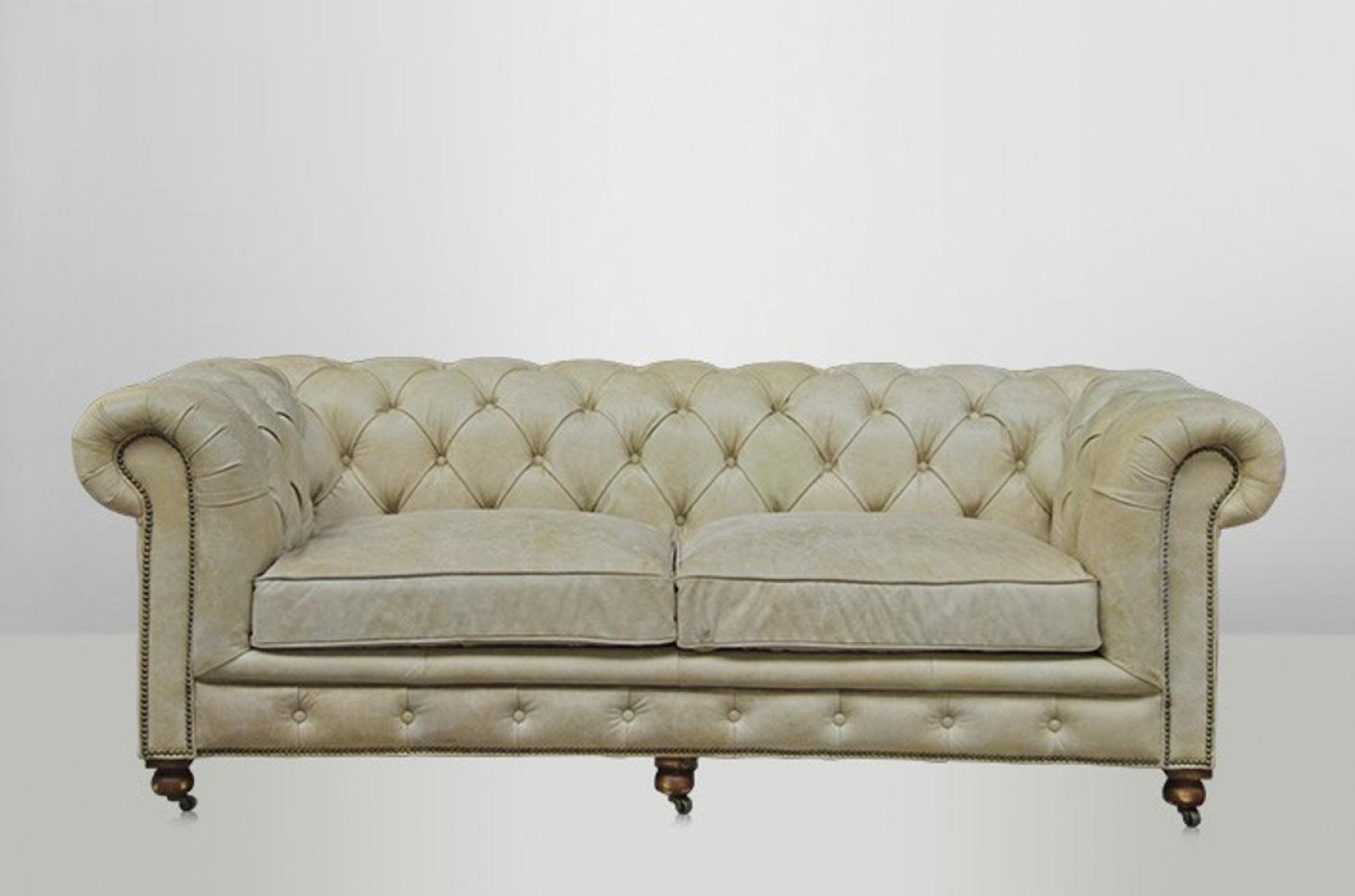 Chesterfield Luxus Echt Leder Sofa 2.5 Seater Vintage Leder von Casa Padrino Galata Sawia Bild 1