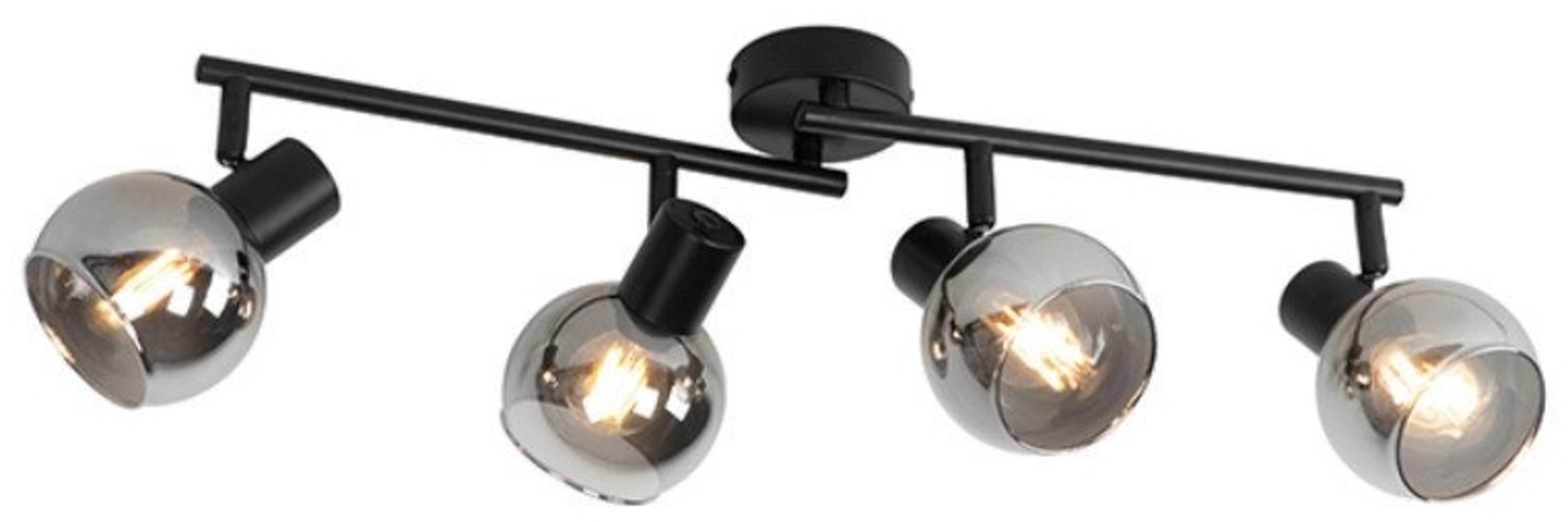 Qazqa LED Aufbaustrahler Vidro, ohne Leuchtmittel, E14, Schwarz, Art Deco, Glas, 4-flammig Bild 1