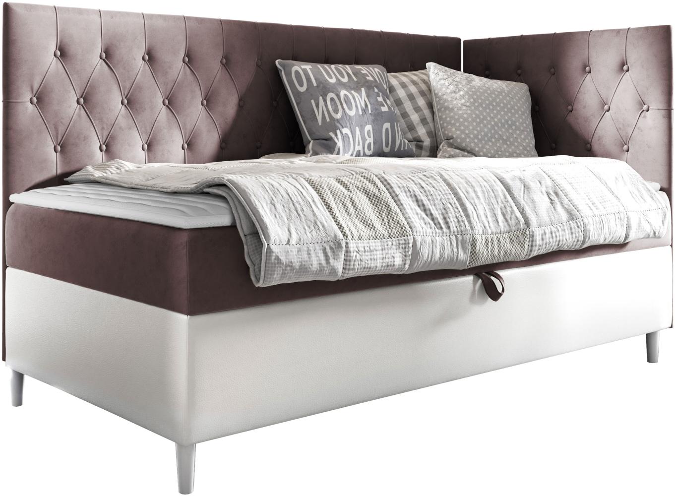 Boxspringbett 'Lenda Junior 3' rosa 100 x 200 cm Rechts Bild 1