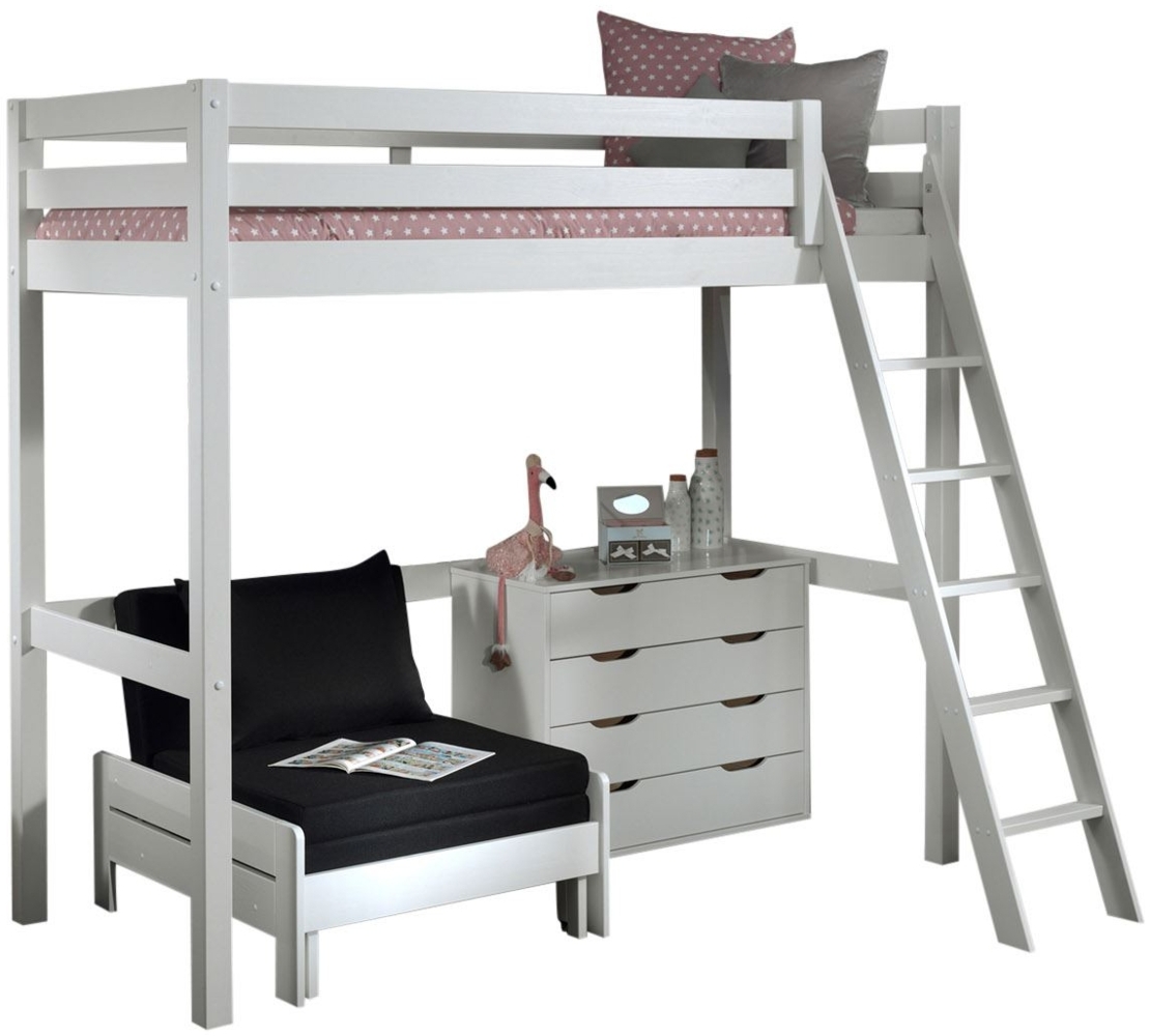 Hochbett Karolina 209x165x190 Kinderbett Massivholz+MDF Weiß Bild 1