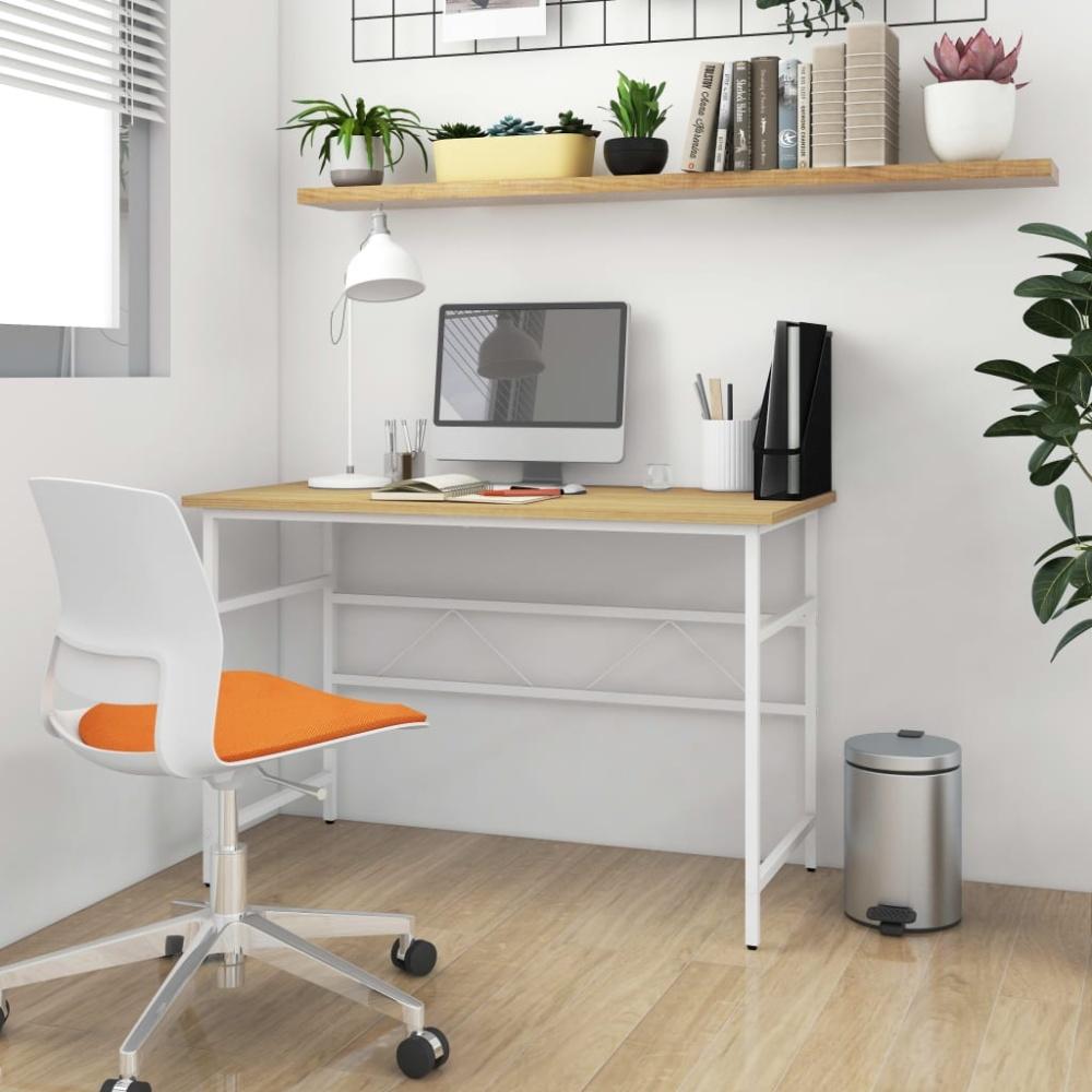 vidaXL Computertisch Weiß und Eiche Hell 105 x 55 x 72 cm MDF und Metall [20540] Bild 1