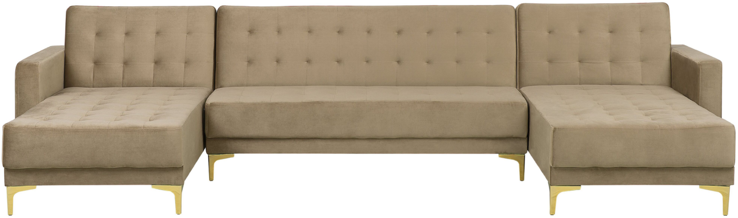 Schlafsofa U-förmig Samtstoff sandbeige ABERDEEN Bild 1