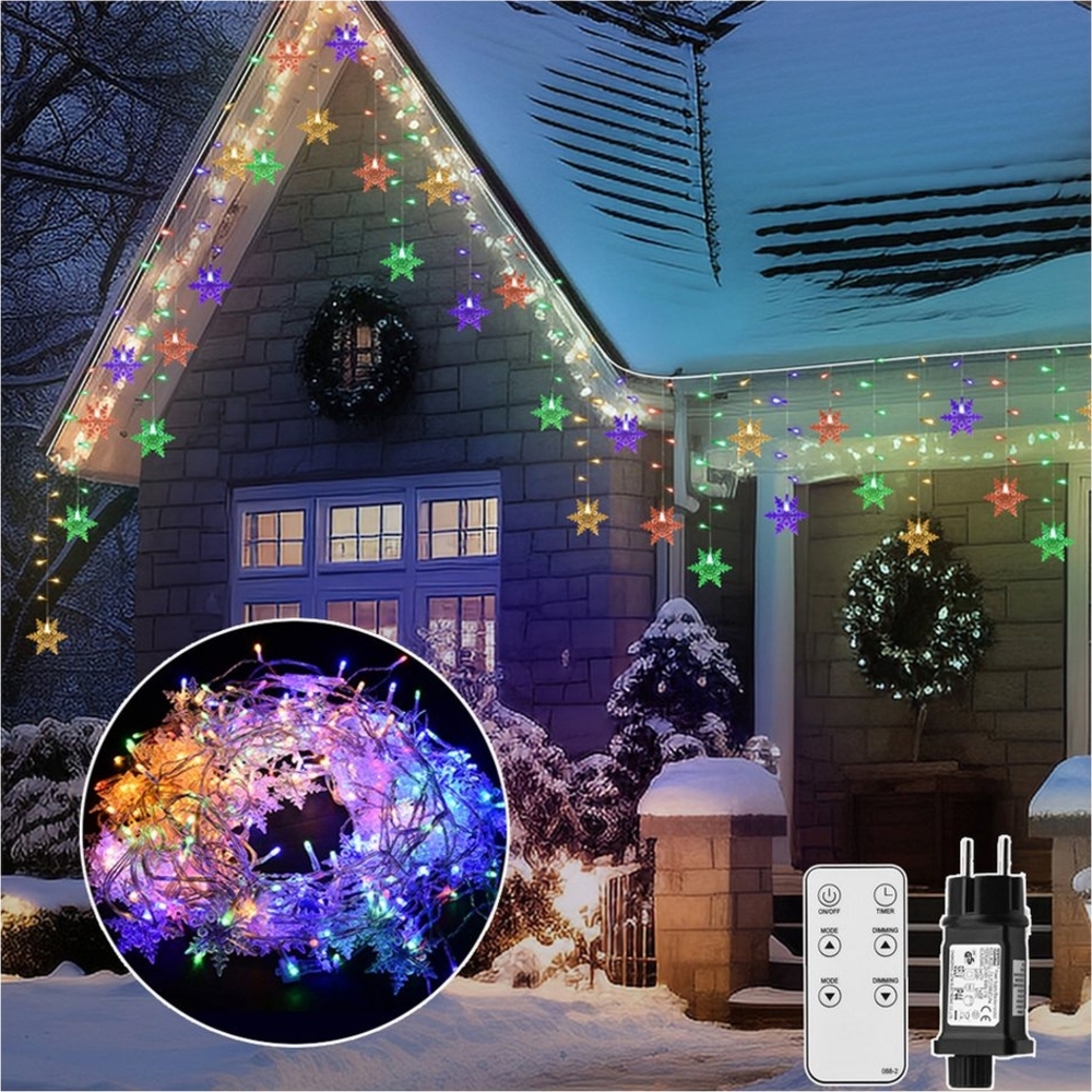 XERSEK Lichterkette 12M LED Lichterketten Vorhang Weihnachts Beleuchtung Lichtervorhang, 360-flammig, Timer, LED Beleuchtung Aussen Weihnachts Dekolicht, Warmweiß Bild 1