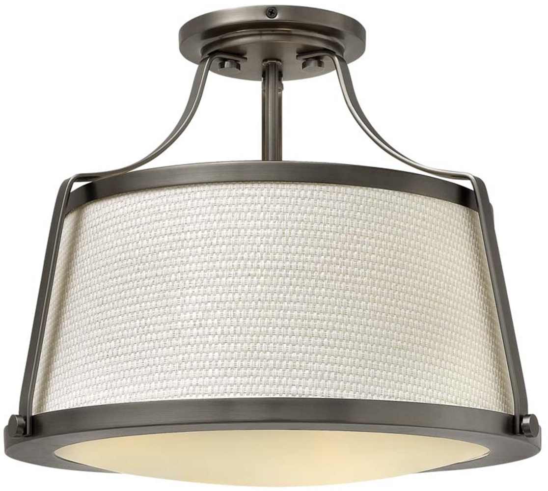 Deckenleuchte, Stahl Leinen, Nickel, D 40,6 cm Bild 1