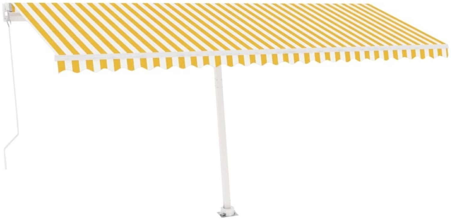 vidaXL Markise Manuell Einziehbar mit LED 500x350 cm Gelb Weiß 3069663 Bild 1
