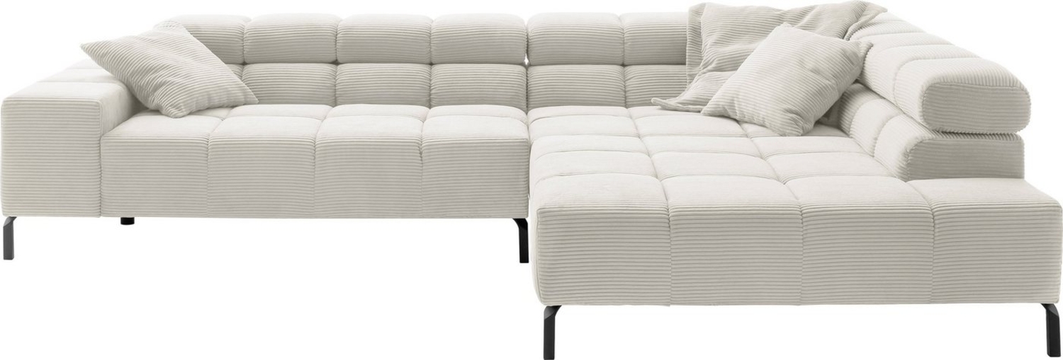 INOSIGN Ecksofa Ancona New, wahlweise motorische Sitztiefenverstellung, auch Cord, feine Steppung, mit Kopfteilverstellung, 3 Zierkissen, L-Form Bild 1