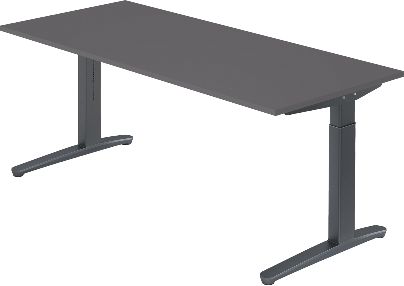 bümö manuell höhenverstellbarer Schreibtisch 180x80 in graphit Gestell in Graphit - PC Tisch höhenverstellbar & groß, höhenverstellbarer Tisch Büro, großer Computertisch verstellbar, X19-G-GG Bild 1