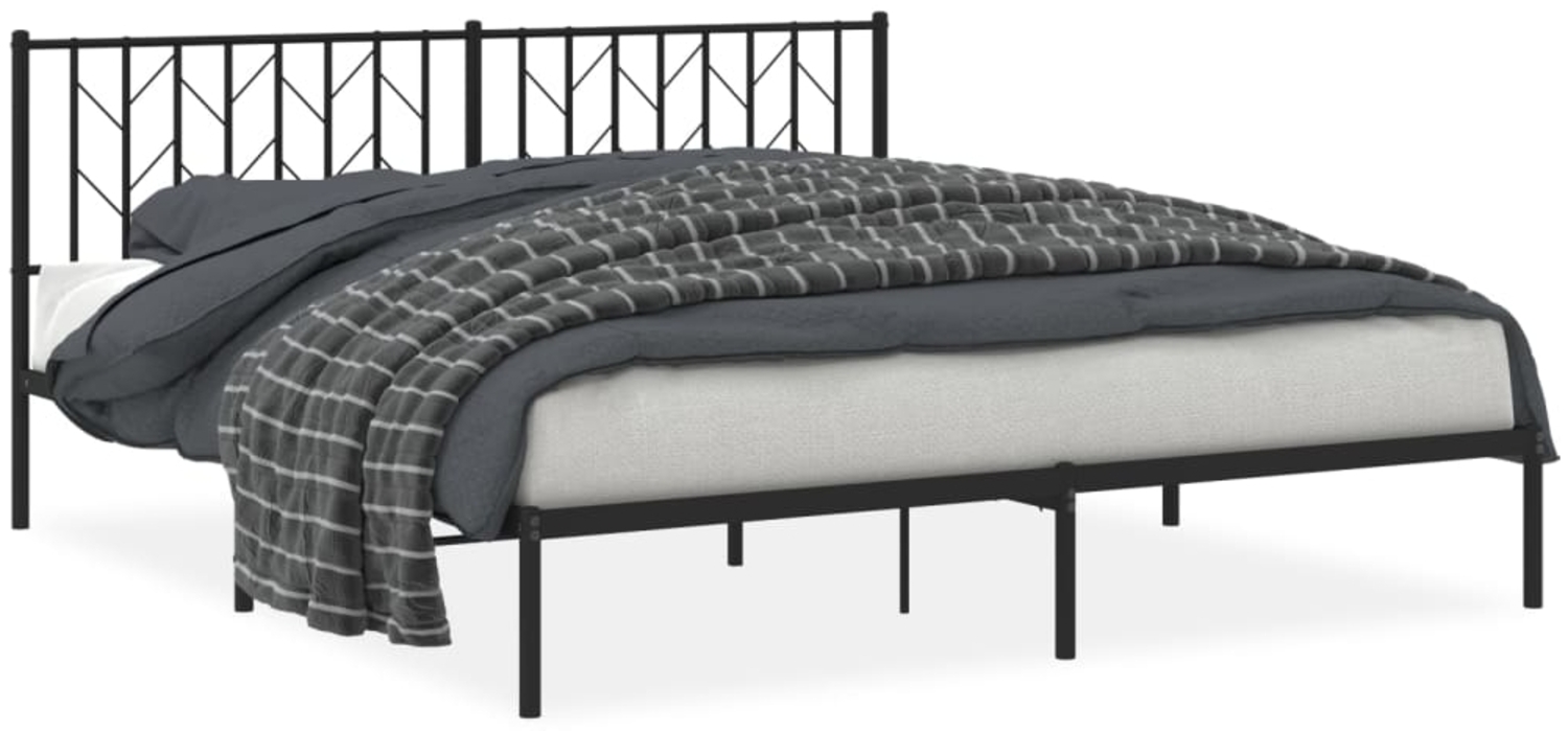 vidaXL Bettgestell mit Kopfteil Metall Schwarz 180x200 cm 374441 Bild 1