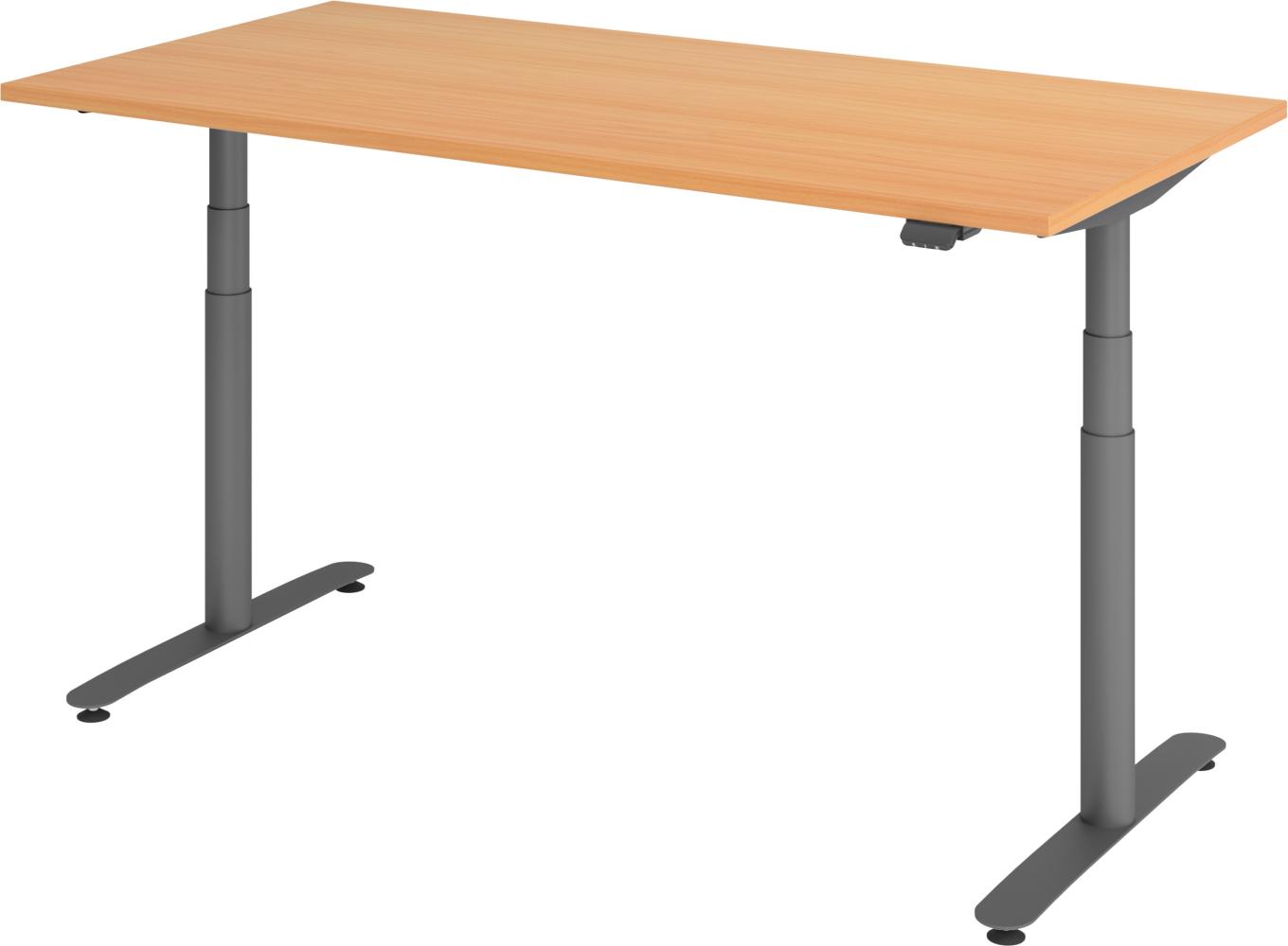 bümö® smarter Schreibtisch Serie-XDLR elektrisch höhenverstellbar mit App-Steuerung 160 x 80 cm in Buche / Graphit Bild 1