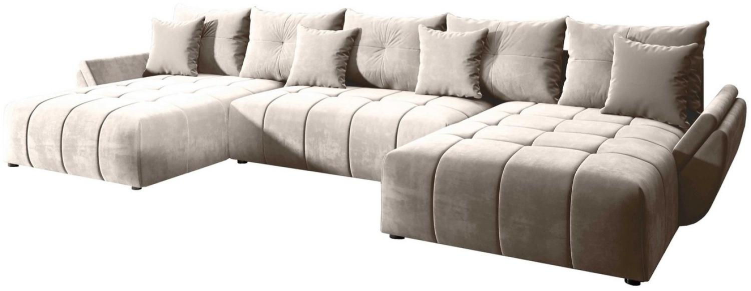 Furnix Wohnlandschaft VENTIS Polstercouch in U-Form Bettkasten Kissen moderne Farben, grpßzügige Abmessungen Bild 1