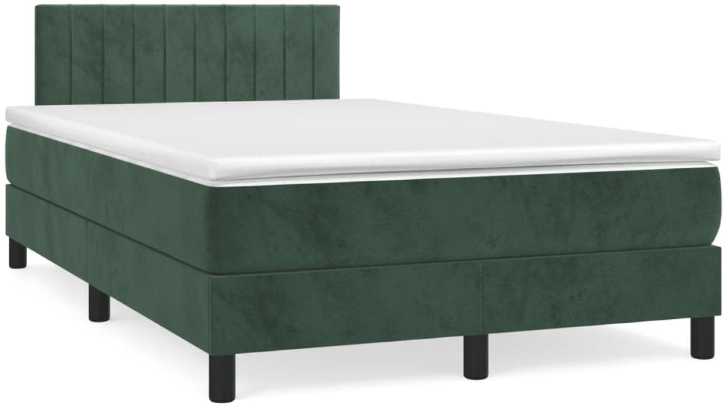 vidaXL Boxspringbett mit Matratze Dunkelgrün 120x190 cm Samt 3269852 Bild 1