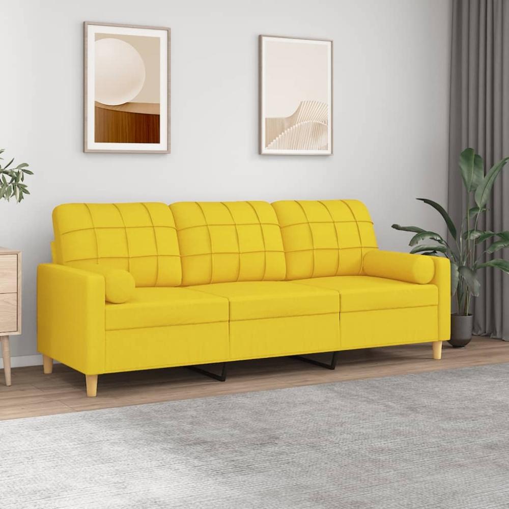 vidaXL 3-Sitzer-Sofa mit Zierkissen Hellgelb 180 cm Stoff Bild 1