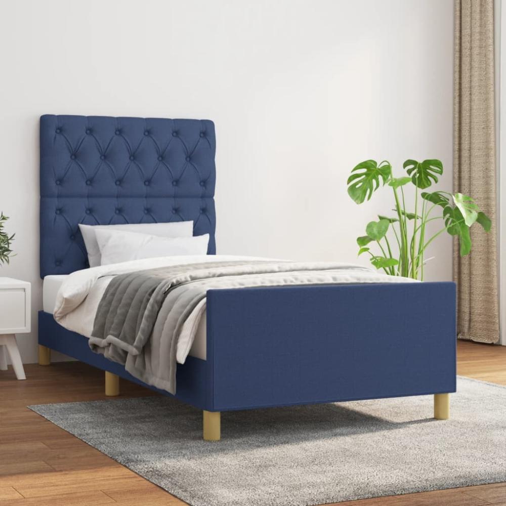 Einzelbett mit Kopfteil Stoff Blau 80x200 cm [3125258] Bild 1