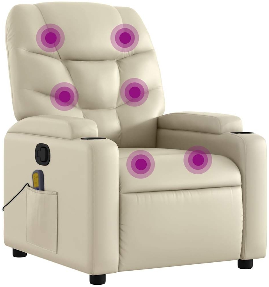 vidaXL Massagesessel mit Relaxfunktion, Kunstleder, Creme 3205644 Bild 1