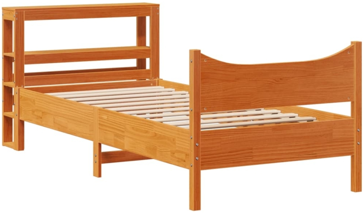 vidaXL Massivholzbett mit Kopfteil Wachsbraun 75x190 cm Kiefer 3306329 Bild 1