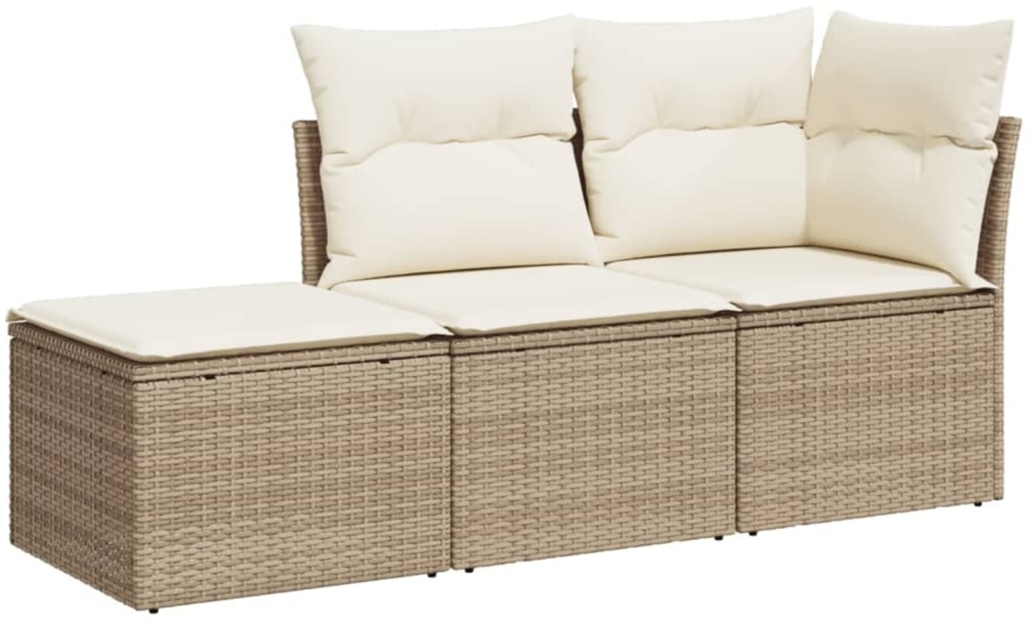 vidaXL 3-tlg. Garten-Sofagarnitur mit Kissen Beige Poly Rattan 3217468 Bild 1