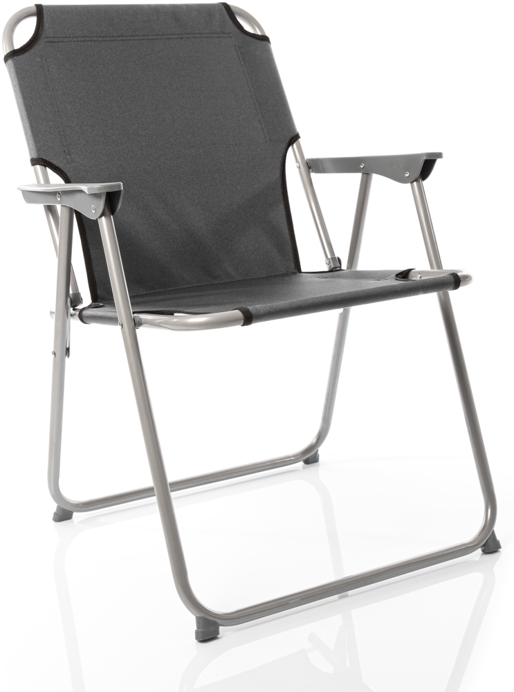 BigDean Klappstuhl Anthrazit Grau Campinstuhl Faltstuhl Angelstuhl robust klappbar bis 120kg belastbar klassischer Gartenstuhl für Garten & Camping - Campingstuhl faltbar Bild 1