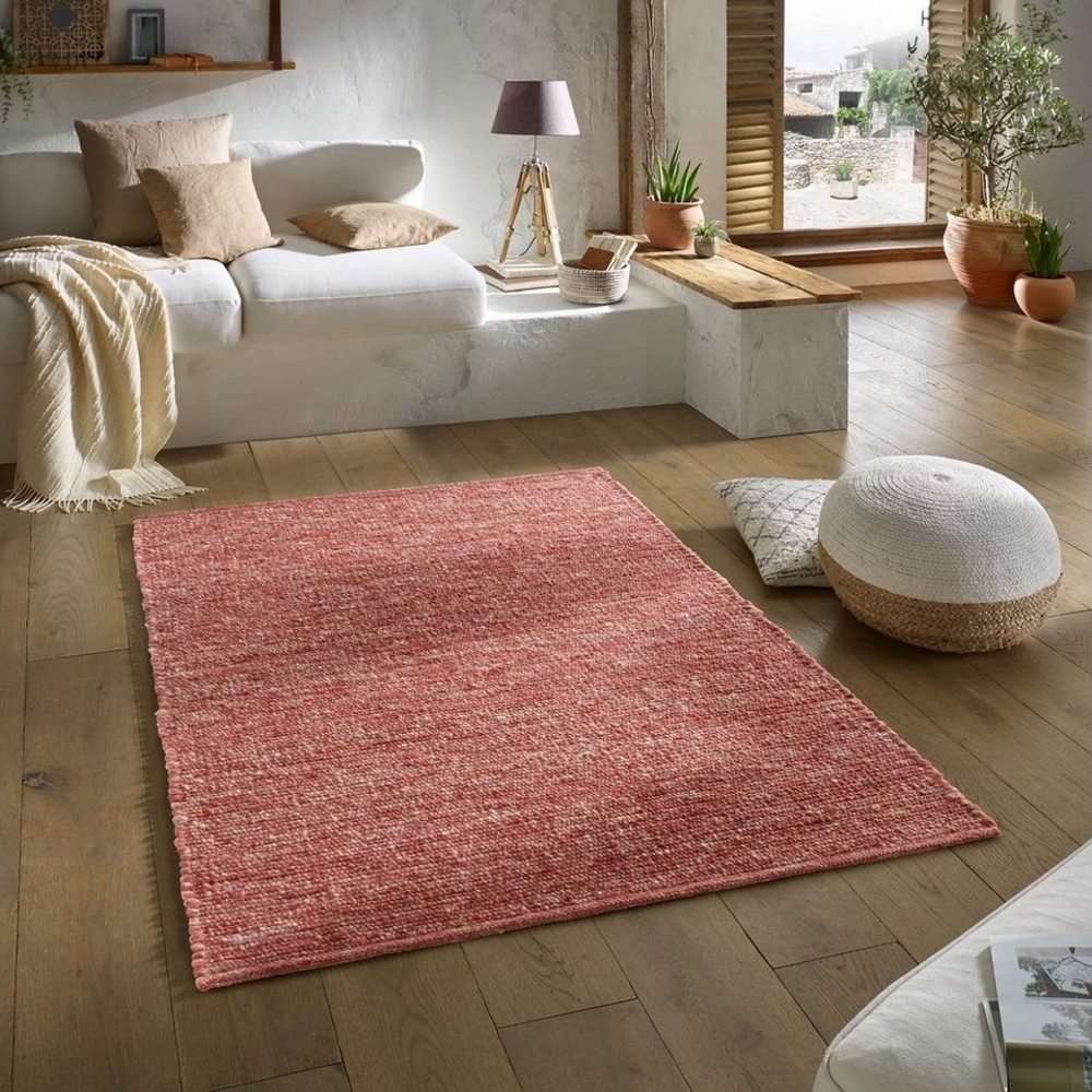 TaraCarpet Wollteppich TaraCarpet Handwebteppich Malmoe Fashion, rechteckig, Höhe: 10 mm, Handgewebter Teppich rot Wohnzimmer Schlafzimmer Esszimmer 090X160 Bild 1