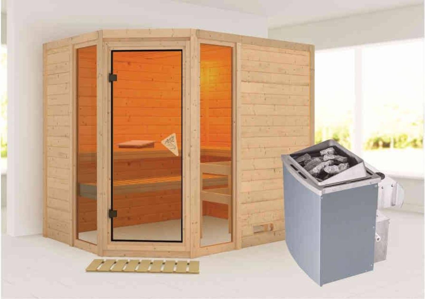 Karibu Sauna Innenkabine Sinai Innensauna 3 Sitzbänke aus Holz Saunakabine mit 40 mm Wandstärke Dampfsauna mit Montagematerial Bild 1