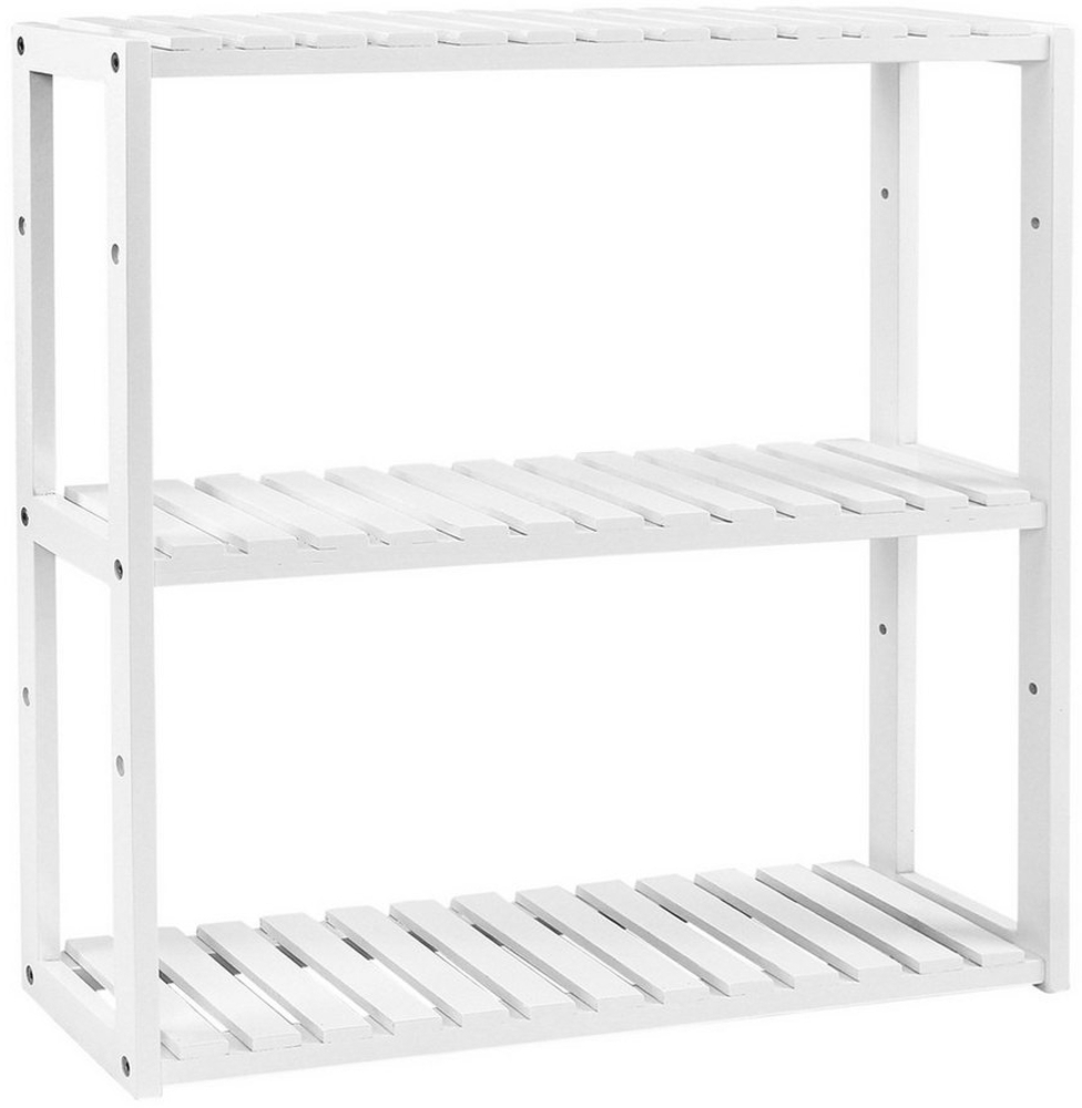 Songmics Küchenregal mit 3 verstellbaren Ablagen, Bambus weiß, 54 x 65 x 15 cm Bild 1