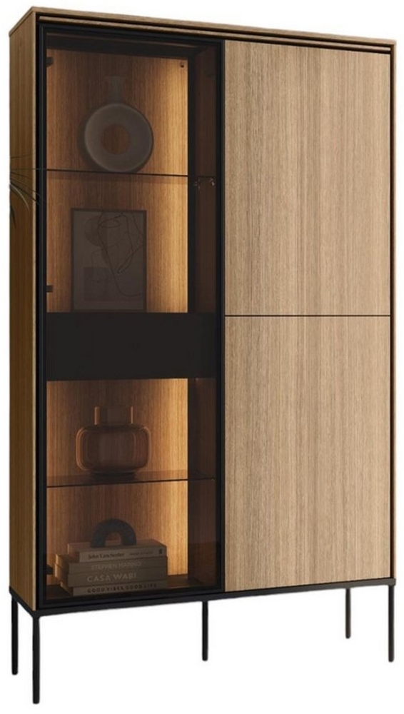 Compleo Vitrine modern, Eiche linearer, Elegant Vitrine, Breite: 90 cm Bild 1