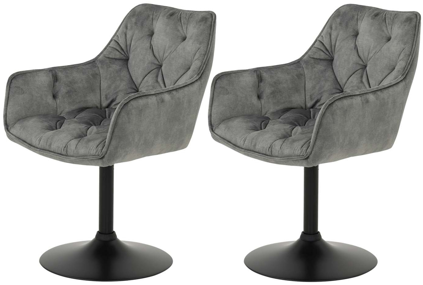 2er Set Stuhl Birte - Samtvelour Vintage Grau Bild 1