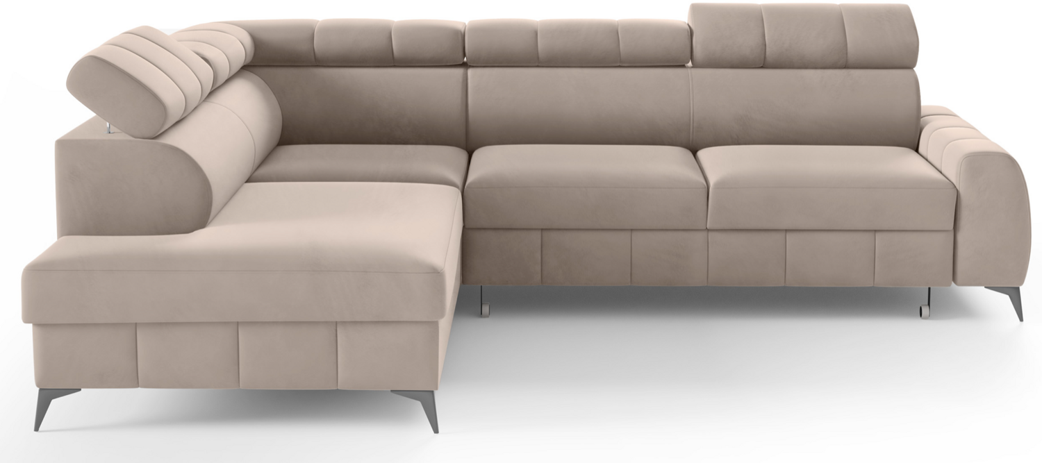 Selsey 'London' Ecksofa mit Schlaffunktion, Veloursbezug in Greige, linksseitig, 83 x 274 x 203 cm Bild 1