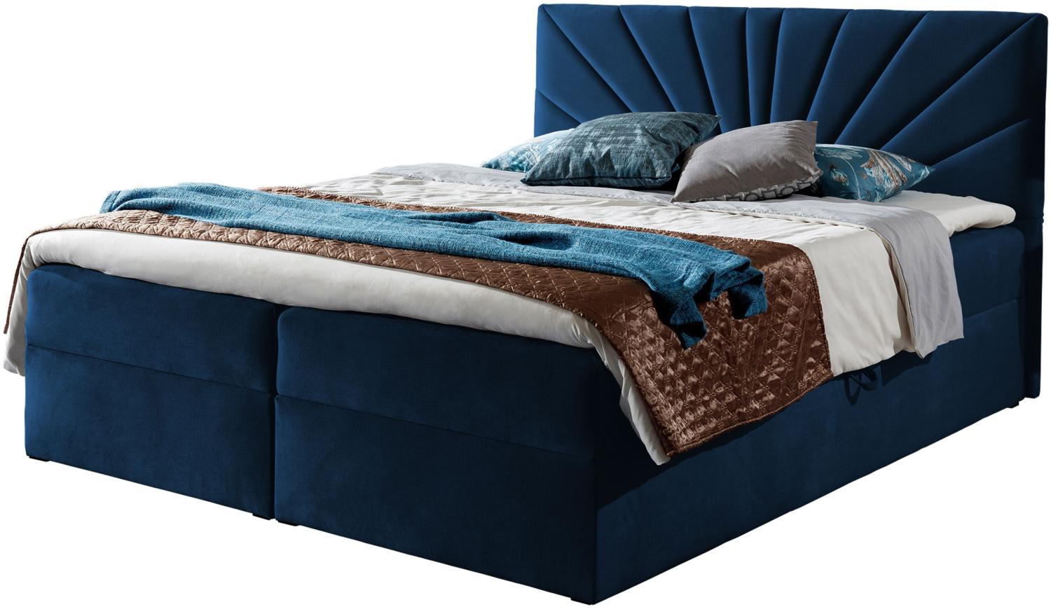 Boxspringbett Trifoli IV, Blau, 140 x 200 cm Bild 1